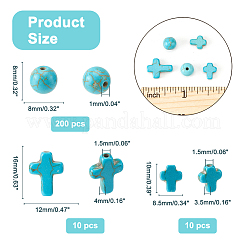 230шт 3 стиля синтетические бирюзовые бусины G-AR0004-82