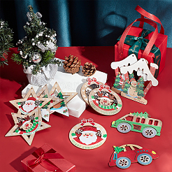 22 шт. 11 стильных рождественских подвески из натурального дерева большие WOOD-CA0001-51