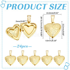 24шт. латунные подвески-медальоны в форме сердца PALLOY-ME00004