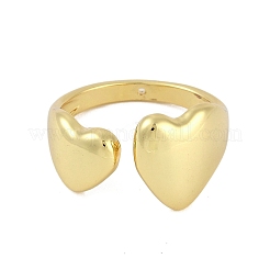 Сердце стойка покрытие латунные открытые манжеты кольца RJEW-D080-01G