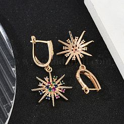 Латунные микро проложить серьги обруча кубического циркония EJEW-K300-15G