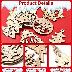20 шт. 10 стиля рождественская тематика неокрашенные деревянные большие подвески WOOD-YW0001-25