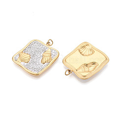 Подвески из нержавеющей стали 304 и полимерной глины с кристаллами и стразами&nbsp;STAS-T069-61