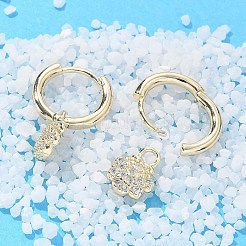 Серьги-кольца из латуни с прозрачным фианитом EJEW-Q014-06G