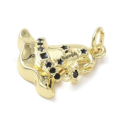 Подвески из латуни с микропаве из черных кубических цирконий KK-L248-02G