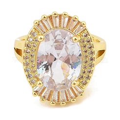 Овальные кольца-манжеты из латуни с микро-паве и кубическим цирконием для женщин RJEW-S392-01G-B