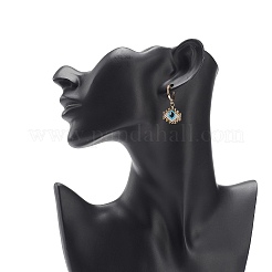 Японские плетеные ромбы с серьгами-кольцами с дурным глазом EJEW-MZ00002-02