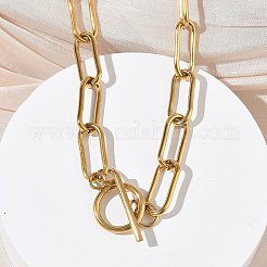 304 нержавеющая сталь цепочки-скрепки ожерелья&nbsp;NJEW-Z102-02G