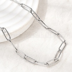 Ожерелье из текстурированной скрепки из нержавеющей стали 201 толщиной 4 мм.&nbsp;NJEW-K302-02P