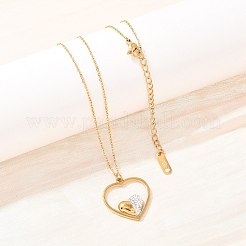 Женские кулоны в форме сердца из нержавеющей стали 304 с полимерной глиной&nbsp;NJEW-A064-03G