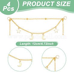 50 шт. подвески в виде звезды и луны из нержавеющей стали на цепочке для обуви AJEW-PH01579