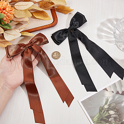 Заколки для волос из кожи аллигатора с большим бантом из полиэстера AJEW-CP0008-42B-02