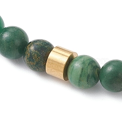 Браслеты из натурального западноафриканского нефрита круглой огранки и бусин из нержавеющей стали 304 для мужчин и женщин&nbsp;BJEW-JB12920