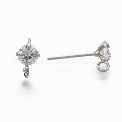 Серьги-гвоздики с микропрозрачным кубическим цирконием из латуни KK-R132-066P-NF