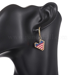 Серьги-подвески в форме сердца из стеклянного бисера с застежкой-крючком&nbsp;EJEW-MZ00692