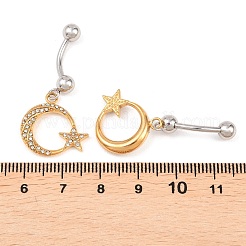 Кольца для живота в форме изогнутой штанги из нержавеющей стали 316 с кристаллами и стразами&nbsp;AJEW-C044-04