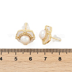 Серьги-гвоздики из латуни с прозрачным кубическим цирконием в виде цветка KK-D301-11G