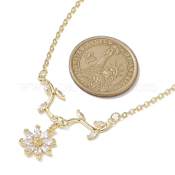 Ожерелья с подвесками в виде цветов и ветвей с микропаве и прозрачными циркониями NJEW-TA00143