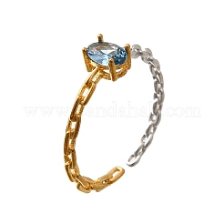 925 открытое кольцо-манжета из стерлингового серебра с паве из кубических цирконий RJEW-R016-01G&P-02