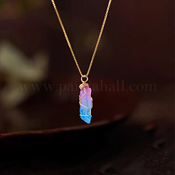 20 шт. заостренные подвески из натурального окрашенного кварца&nbsp;FIND-HY0001-28