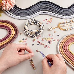 2 пакетик фиксированных двухцветных бусин из полимерной глины ручной работы CLAY-PH0002-03