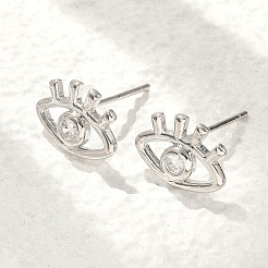 Серьги-гвоздики из латуни с микропрозрачным кубическим цирконием EJEW-S252-02P