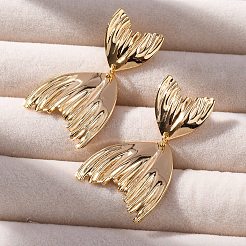 Серьги-гвоздики из латуни в форме рыбьего хвоста&nbsp;EJEW-R014-08G