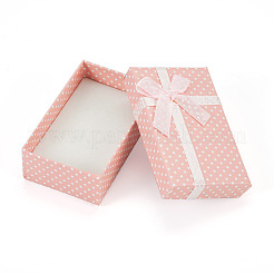 Картонные подарочные коробки для ювелирных изделий в горошек с бантом CON-TAC0001-10A