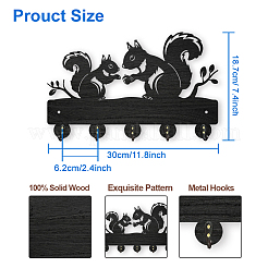 Настенные вешалки из дерева и железа&nbsp;HJEW-WH0055-022