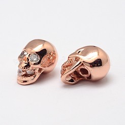 Череп латунь микро проложить кубического циркония бусы ZIRC-F018-02M
