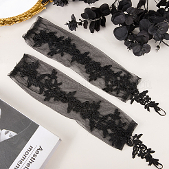 1 пара длинных перчаток без пальцев из полиэстера с цветочным узором AJEW-CY0001-60B