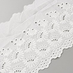 Хлопковая вышивка с волнистым краем цветочного узора DIY-WH0542-59A-01