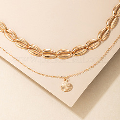 Летние пляжные ожерелья из сплава с подвеской в форме ракушки для женщин FS-WG90F2C-01