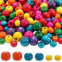 800 шт. 3 стиля крашеных бусин из натурального дерева&nbsp;WOOD-PA0001-23