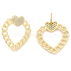 Серьги-гвоздики из латуни с микро-паве из прозрачного кубического циркония для женщин EJEW-C125-18G