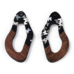 Подвески из непрозрачной смолы и ореха&nbsp;RESI-N039-59B