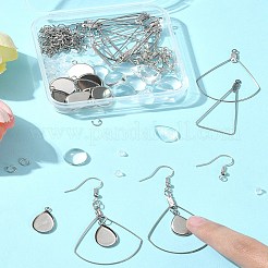 Наборы для самостоятельного изготовления сережек-подвесок из нержавеющей стали 304 в форме треугольника и веера DIY-FS0007-85