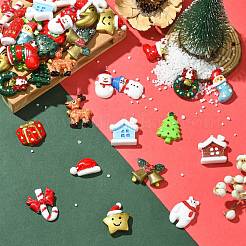 48шт 24 вида стилей Рождественская тема непрозрачные кабошоны из смолы&nbsp;RESI-CJ0004-82