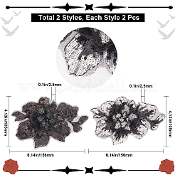 4 шт. 2 стиля аппликации из вышитого кружева&nbsp;DIY-GF0007-49