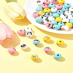 50шт 10 цвета деревянные европейские бусины WOOD-FS0001-26