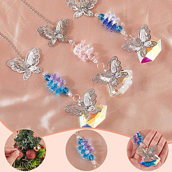 3шт. 3-х цветная стеклянная подвеска-бабочка HJEW-SP00010