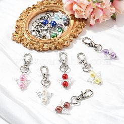 60 шт. 10-х цветные подвесные украшения в виде ангела из акрила и сплава&nbsp;HJEW-CJ00064