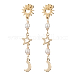 Серьги-гвоздики с кисточками из натурального культивированного пресноводного жемчуга&nbsp;EJEW-JE06852