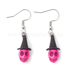 4 пара серег с подвесками из окрашенной синтетической бирюзы EJEW-TA00422