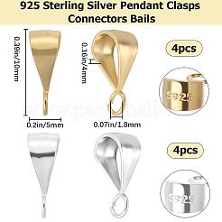 8 шт. 2 цвета 925 серебряные трубчатые дужки STER-BBC0001-80