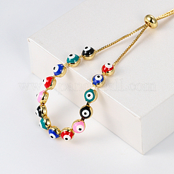 Латунный браслет-слайдер с цепочками с звеньями сглаза LU9837-2