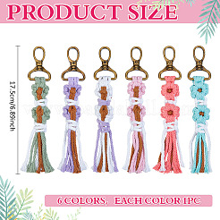 6 шт. 6-х цветный хлопковый шнур вязаный цветок кисточка подвеска украшение HJEW-MA00026