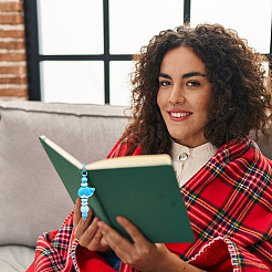 10 шт. 10-цветные закладки из АБС-пластика и нержавеющей стали с бусинами AJEW-NB0006-90