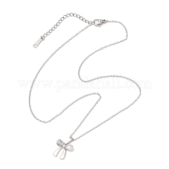 Латунный кулон-бантик с прозрачным кубическим цирконием из нержавеющей стали 304&nbsp;NJEW-JN05357