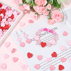 200 шт. деревянные бусины с принтом ко Дню святого Валентина в 4 цветах&nbsp;WOOD-SC0001-96